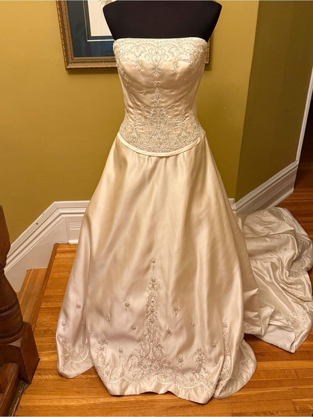 Ivory satin wedding gown size 6